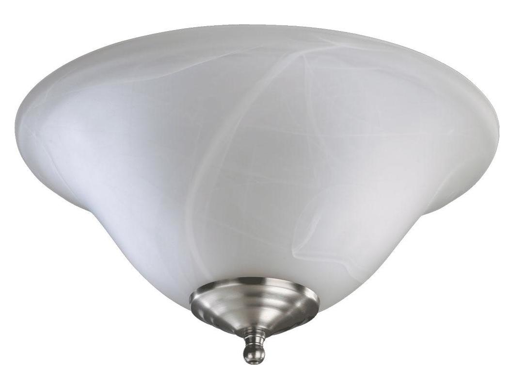 Two Light White Glass Satin Nickel / White Fan Light Kit by Quorum