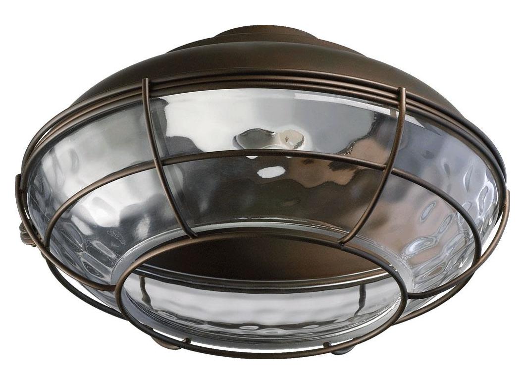 One Light Oiled Bronze Clear Hammered Glass Fan Light Kit by Quorum