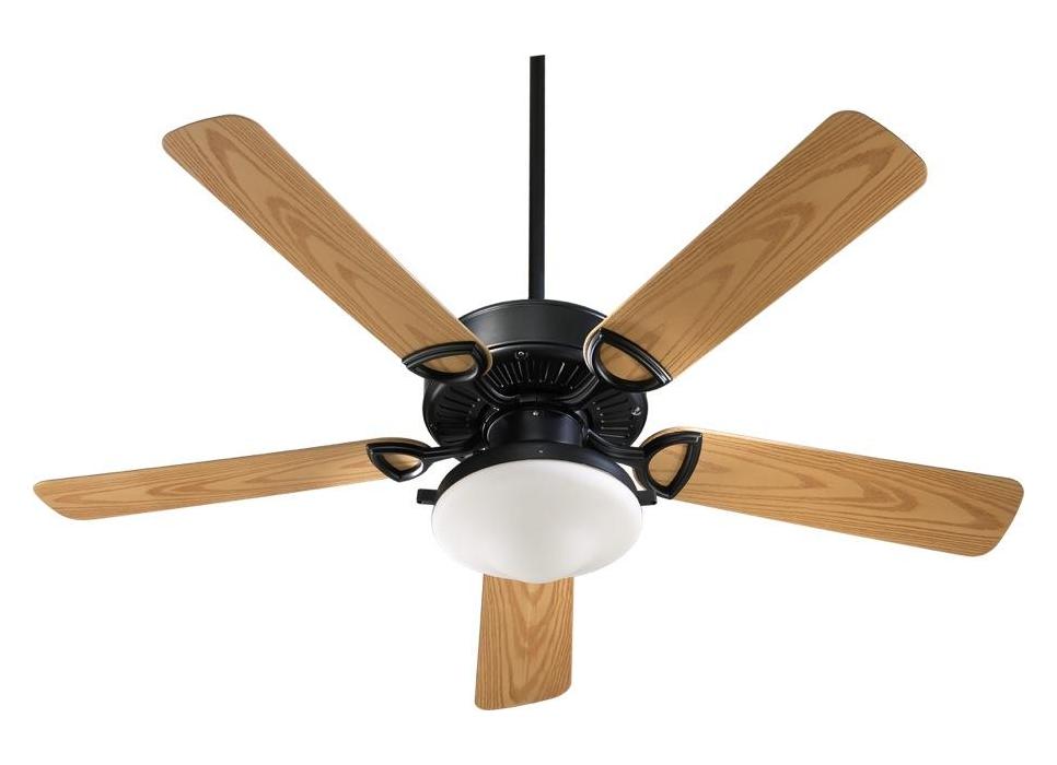 Two Light Matte Black Outdoor Fan by Quorum