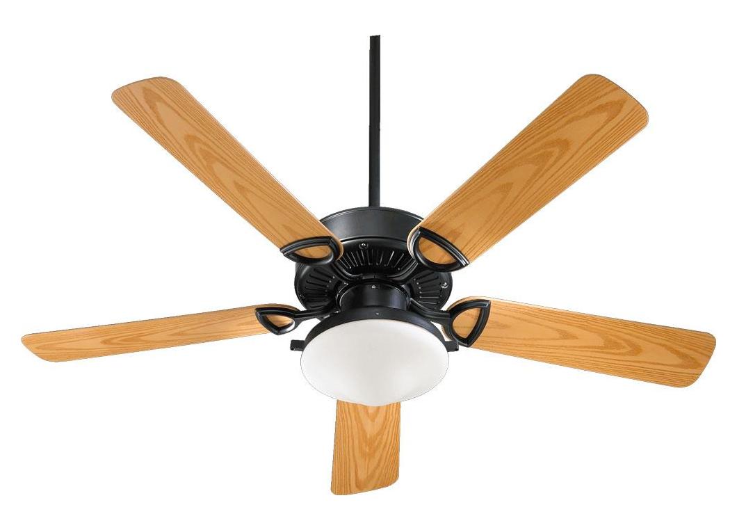 Two Light Matte Black Outdoor Fan
