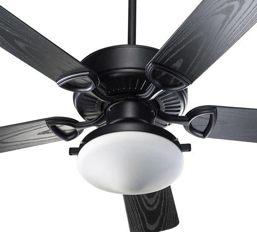 Two Light Matte Black Outdoor Fan by Quorum