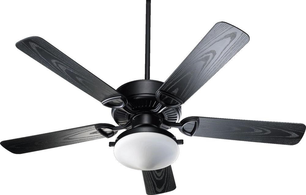 Two Light Matte Black Outdoor Fan