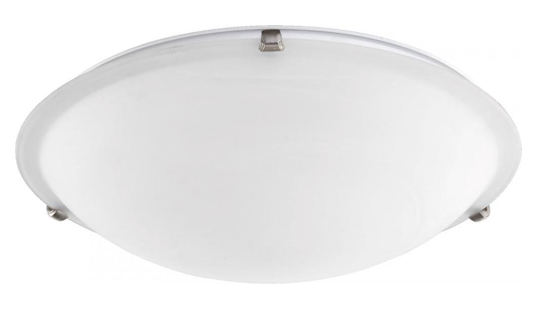 Four Light Satin Nickel Faux Alabaster Glass Bowl Flush Mount by Quorum