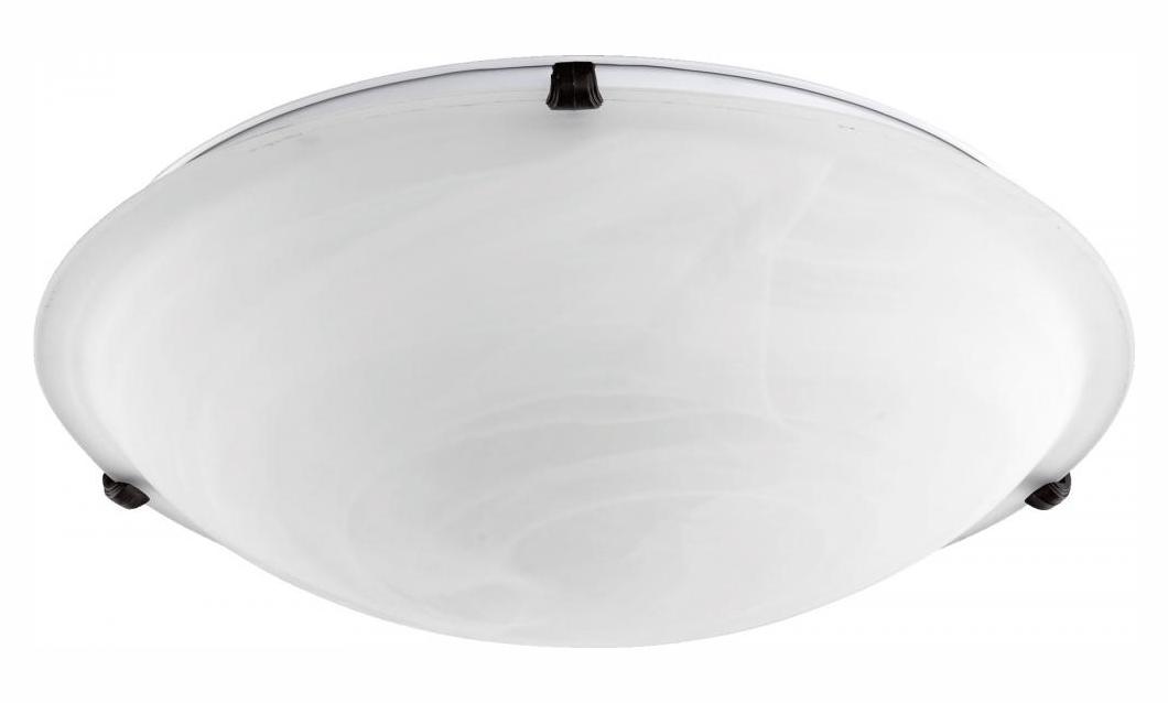 Four Light Oiled Bronze Faux Alabaster Glass Bowl Flush Mount by Quorum