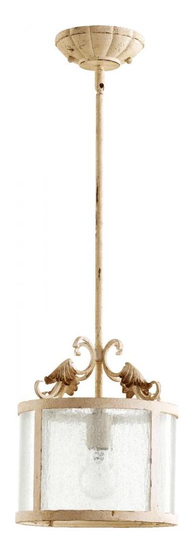 One Light Persian White Drum Shade Pendant by Quorum