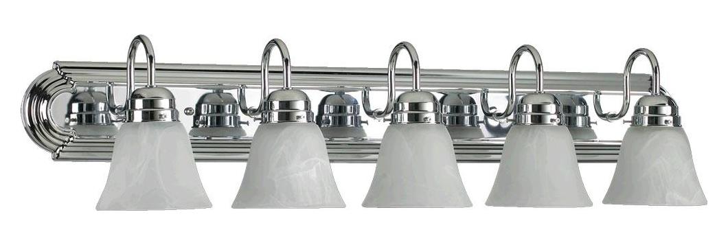 Five Light Chrome White Glass Vanity by Quorum