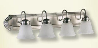 Five Light Satin Nickel White Glass Vanity by Quorum