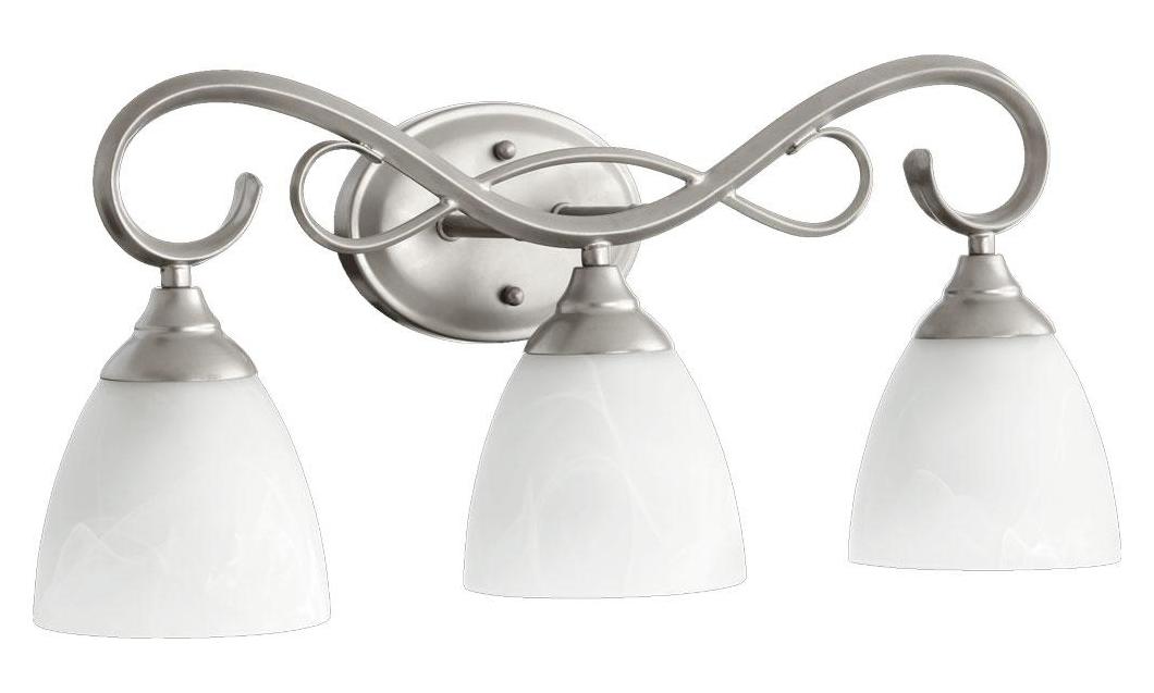 Three Light Faux Alabaster Glass Classic Nickel Vanity by Quorum