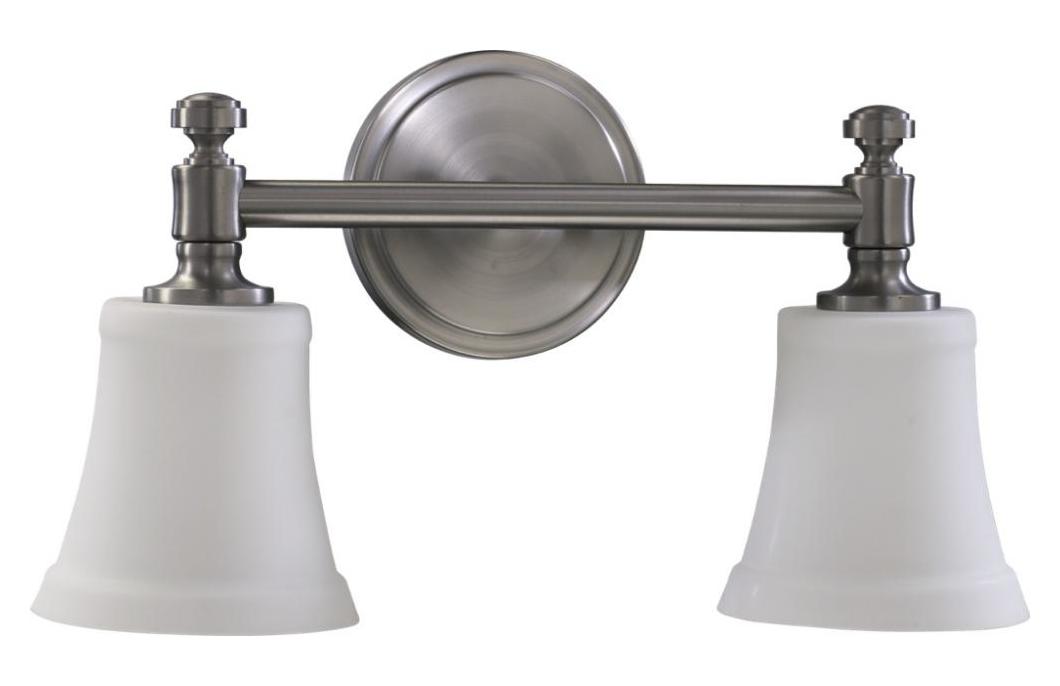 Two Light Satin Nickel Satin Opal Glass Vanity by Quorum