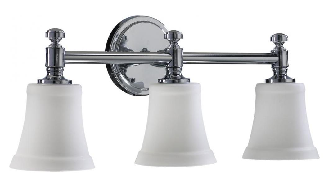 Three Light Chrome Satin Opal Glass Vanity by Quorum