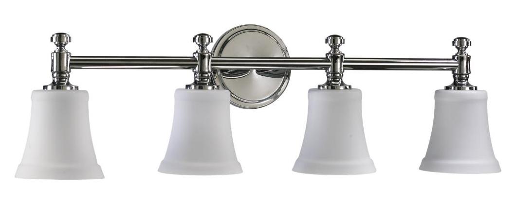 Four Light Chrome Satin Opal Glass Vanity by Quorum