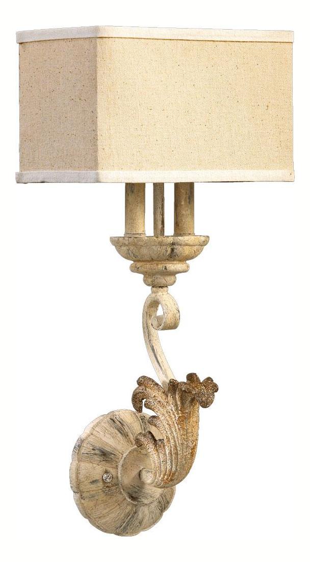 Two Light Amber Linen Shade Persian White Wall Light by Quorum