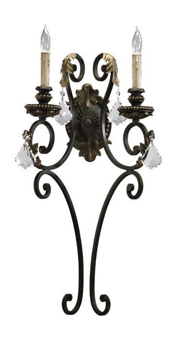 Two Light Toasted Sienna With Mystic Silver Wall Light by Quorum