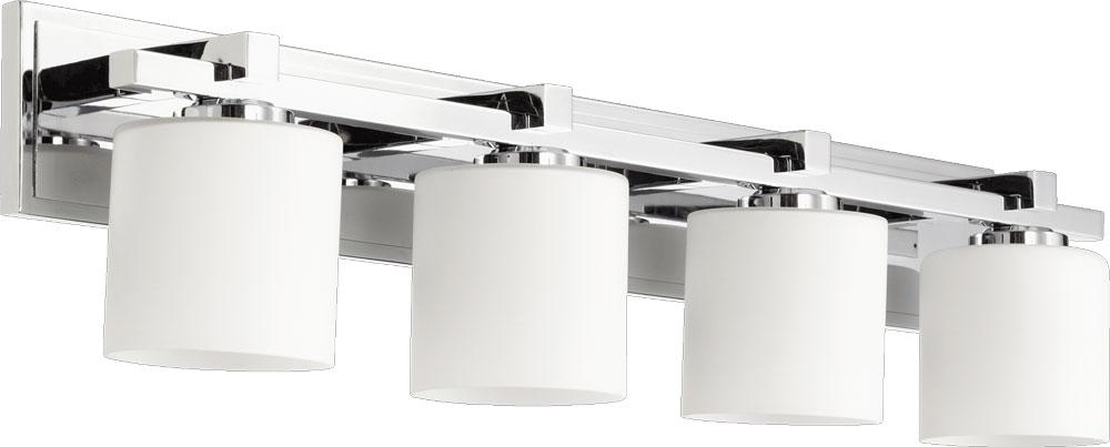 Four Light Chrome Satin Opal Glass Vanity by Quorum