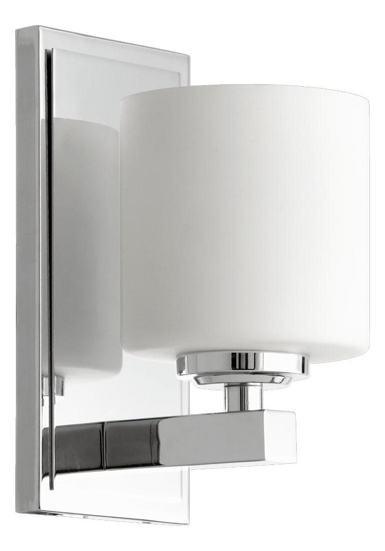 One Light Chrome Satin Opal Glass Wall Light by Quorum