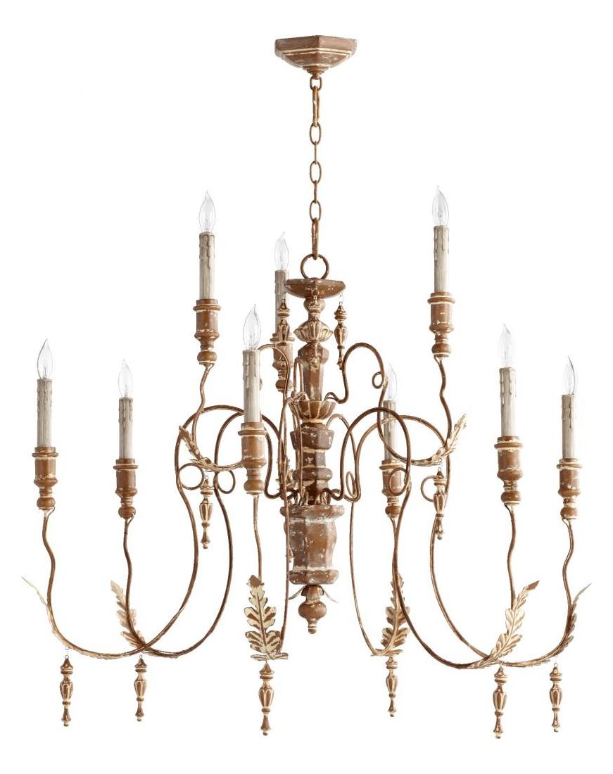 Nine Light French Umber Up Chandelier by Quorum