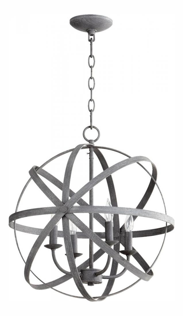 Four Light Zinc Up Chandelier by Quorum