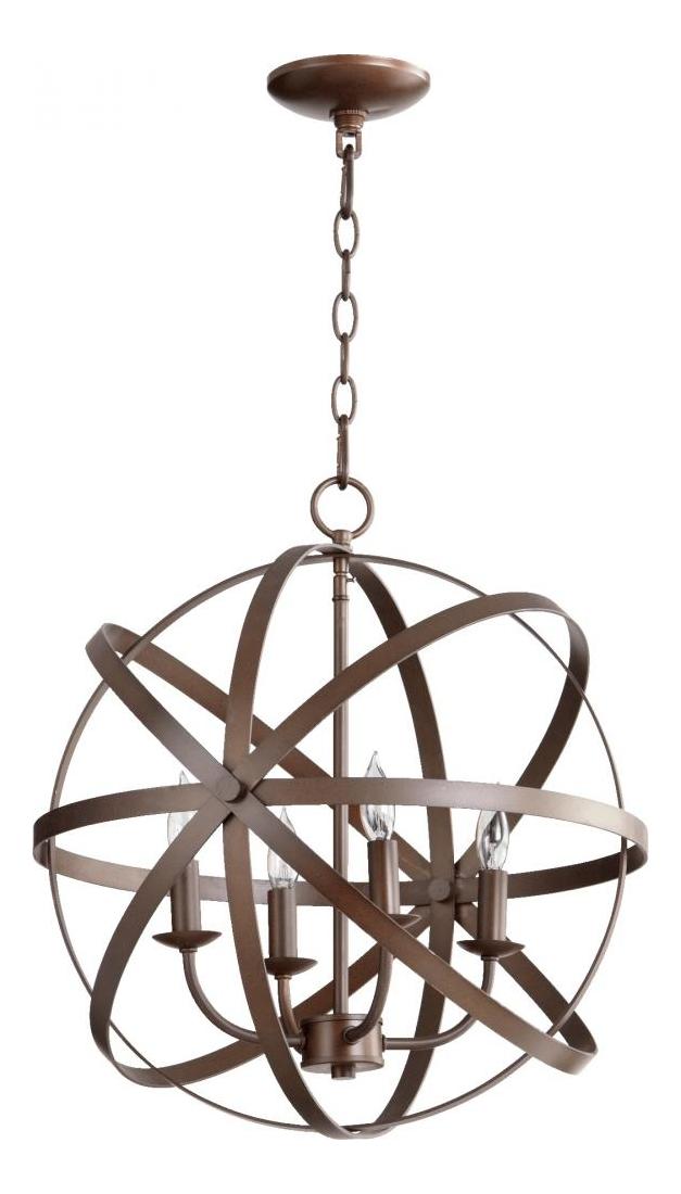 Four Light Oiled Bronze Up Chandelier by Quorum