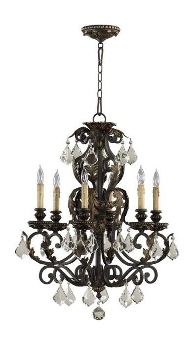 Six Light Toasted Sienna With Mystic Silver Up Chandelier by Quorum