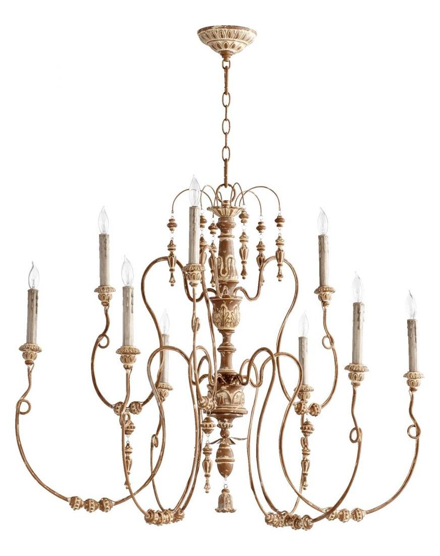 Nine Light French Umber Up Chandelier by Quorum