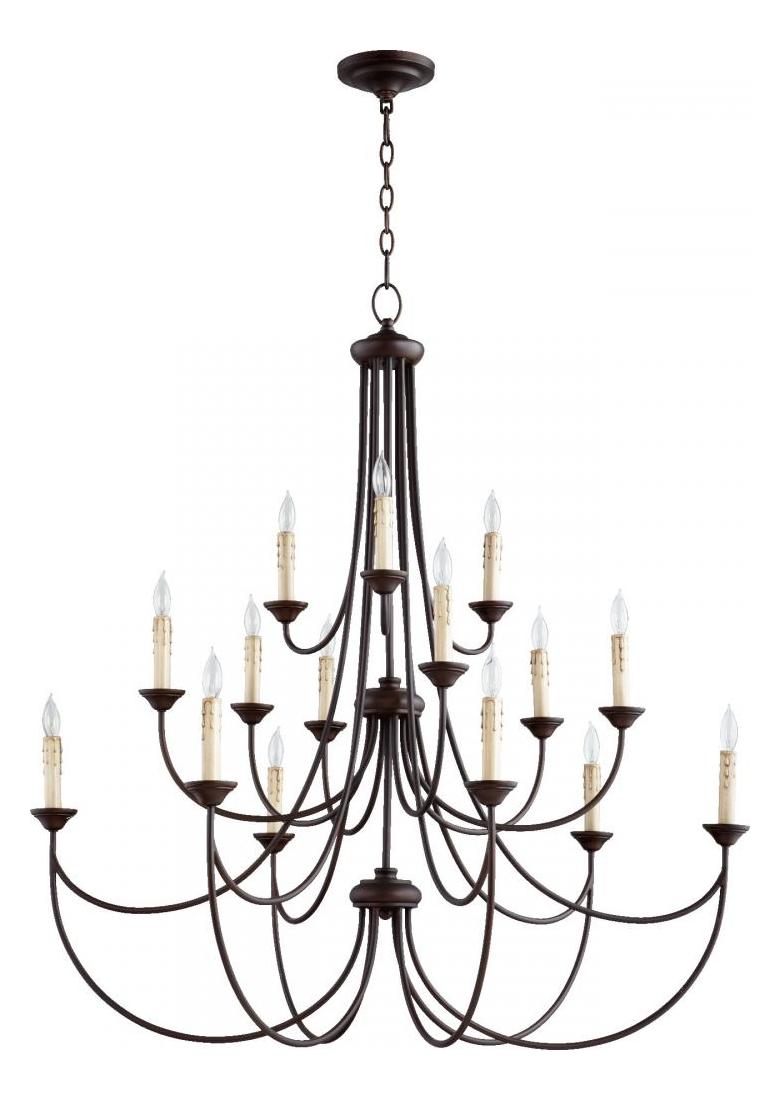 Fifteen Light Oiled Bronze Up Chandelier by Quorum