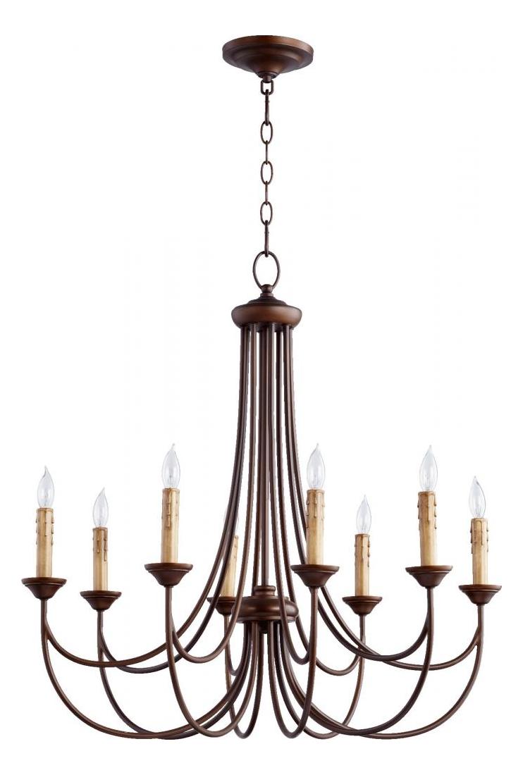 Eight Light Oiled Bronze Up Chandelier by Quorum