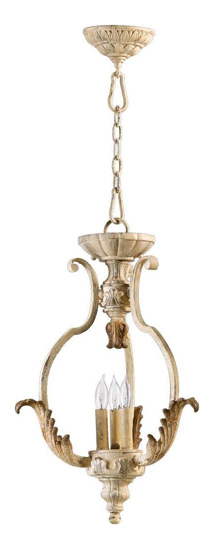 Three Light Persian White Open Frame Foyer Hall Fixture by Quorum