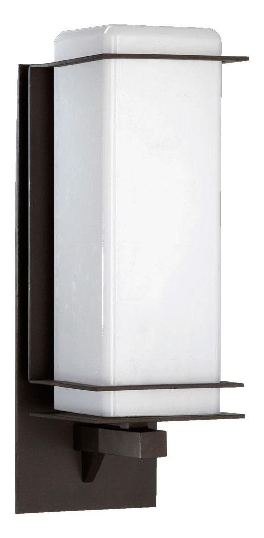 One Light Oiled Bronze Opal Glass Outdoor Wall Light by Quorum