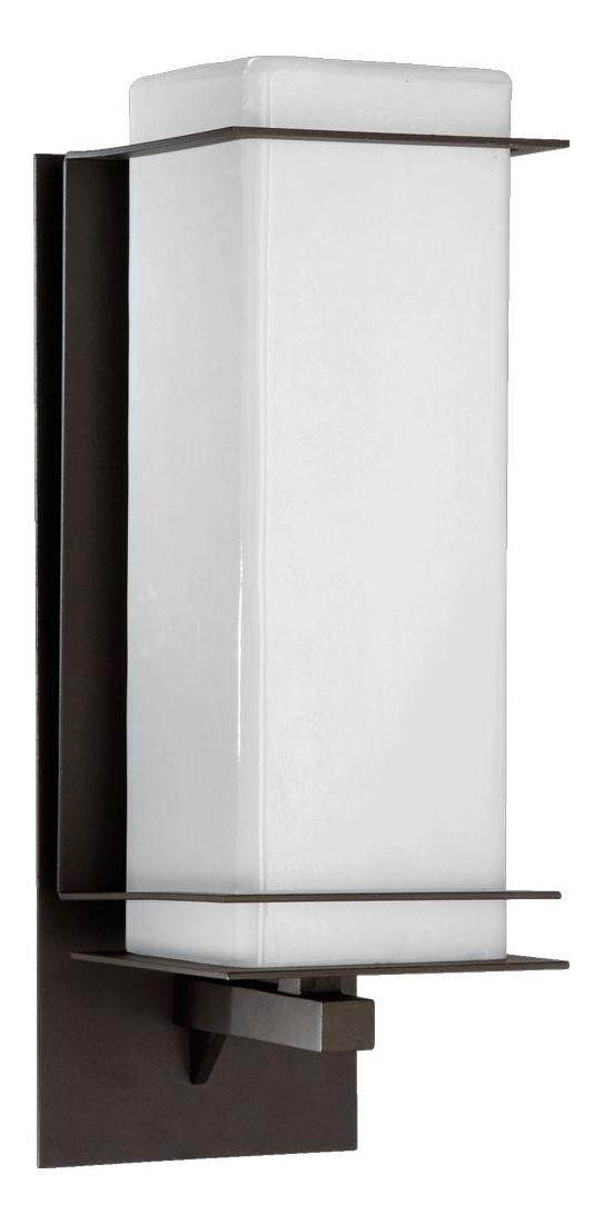 One Light Oiled Bronze Opal Glass Outdoor Wall Light by Quorum