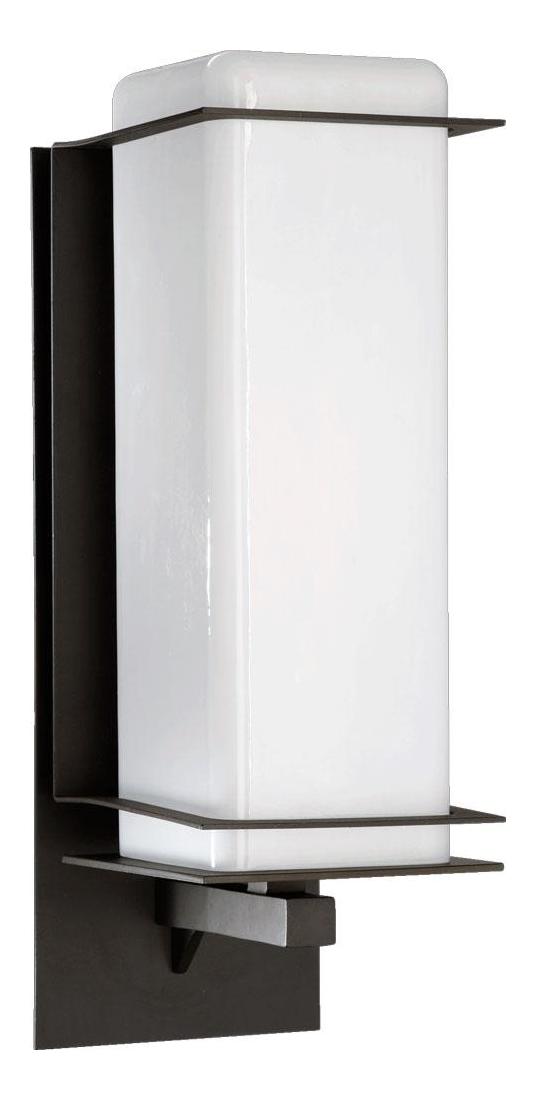 One Light Oiled Bronze Opal Glass Outdoor Wall Light by Quorum