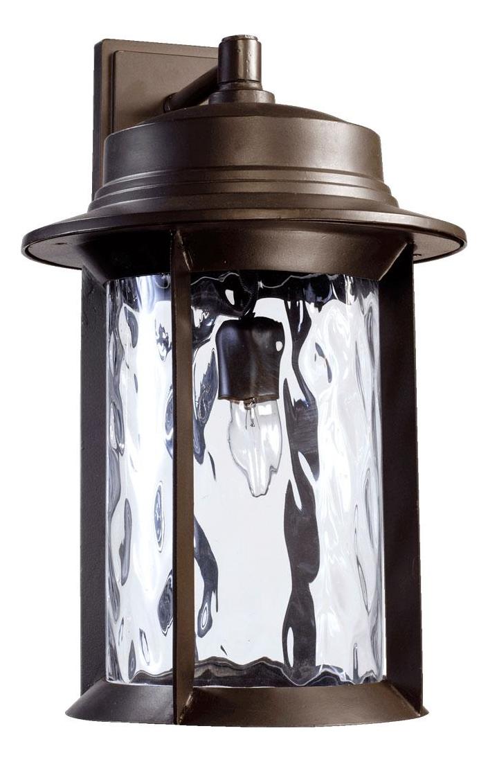 One Light Oiled Bronze Clear Hammered Glass Wall Lantern by Quorum