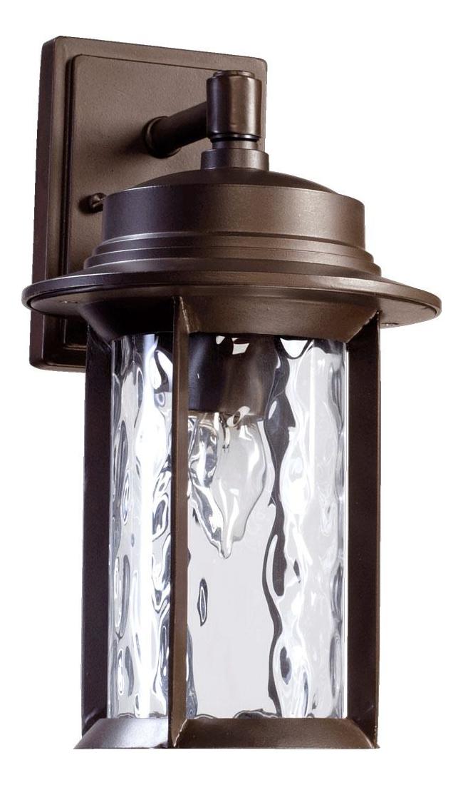 One Light Oiled Bronze Clear Hammered Glass Wall Lantern by Quorum
