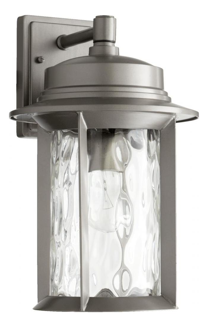 One Light Clear Hammered Glass Graphite Wall Lantern by Quorum