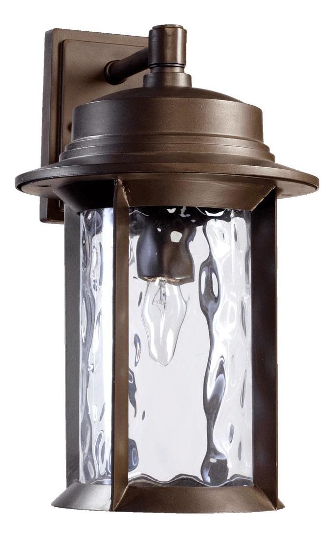 One Light Oiled Bronze Clear Hammered Glass Wall Lantern by Quorum