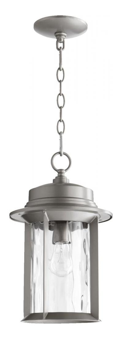 One Light Clear Hammered Glass Graphite Hanging Lantern by Quorum