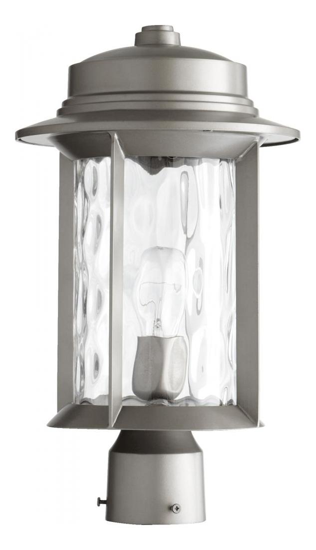 One Light Clear Hammered Glass Graphite Post Light by Quorum