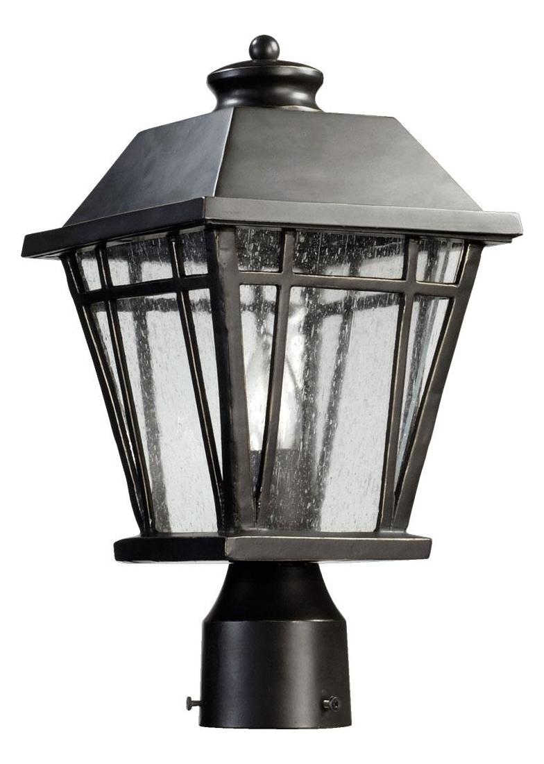 One Light Old World Clear Seeded Glass Post Light by Quorum