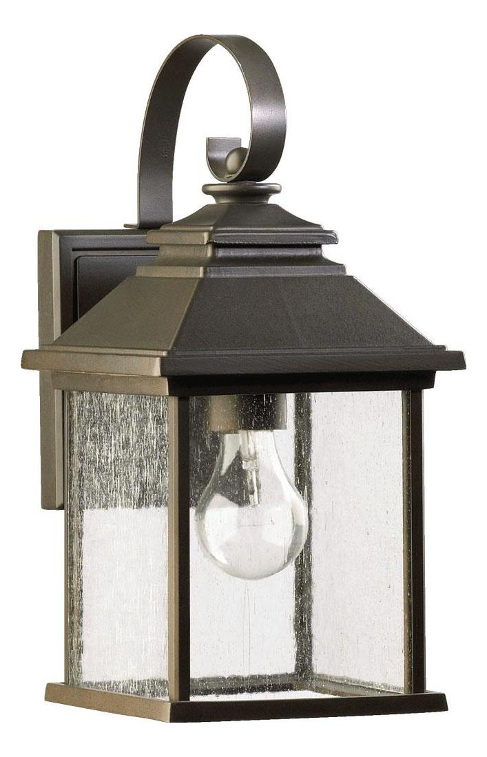 One Light Oiled Bronze Clear Seeded Glass Wall Lantern by Quorum