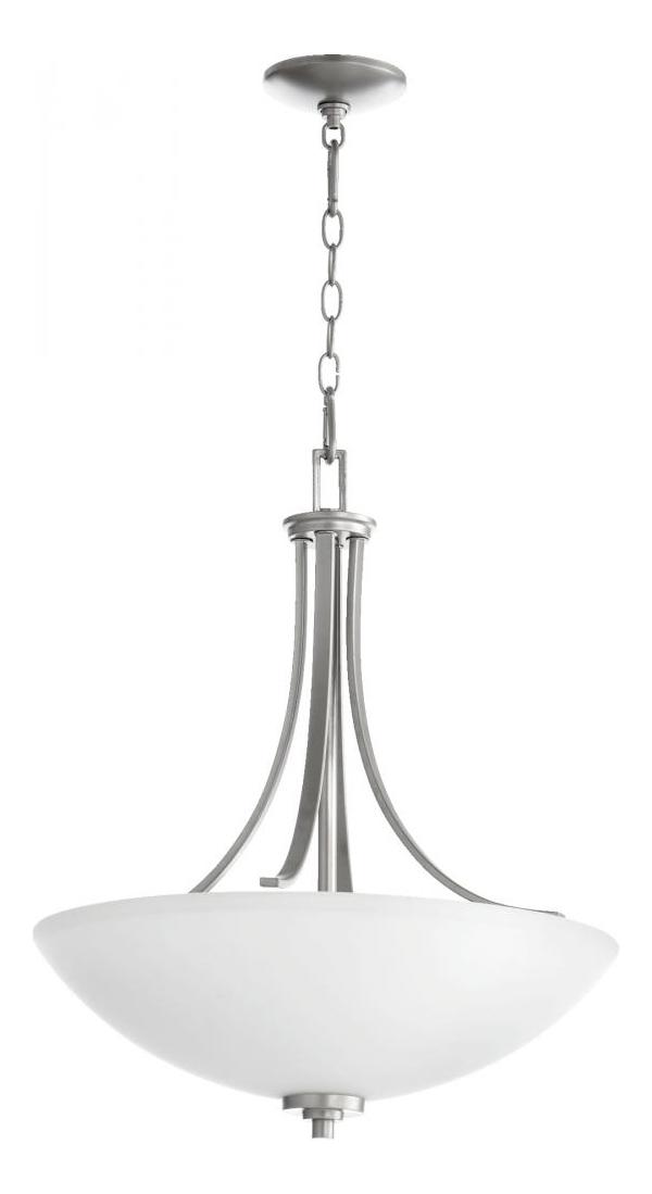 Four Light Satin Opal Glass Classic Nickel Up Pendant by Quorum