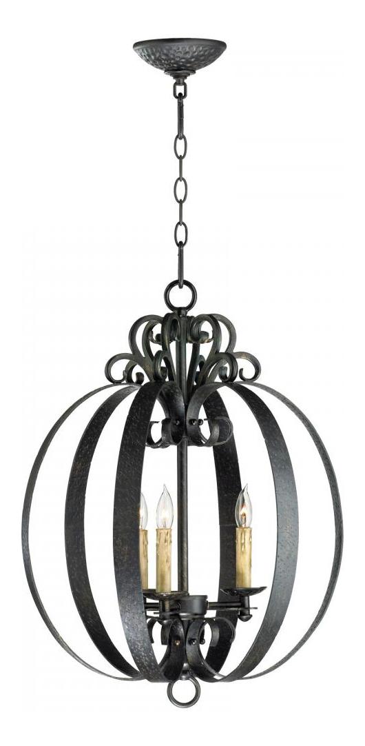 Hammered Bronze 3 Light Up Lighting Wrought Iron Pendant by Cyan Designs