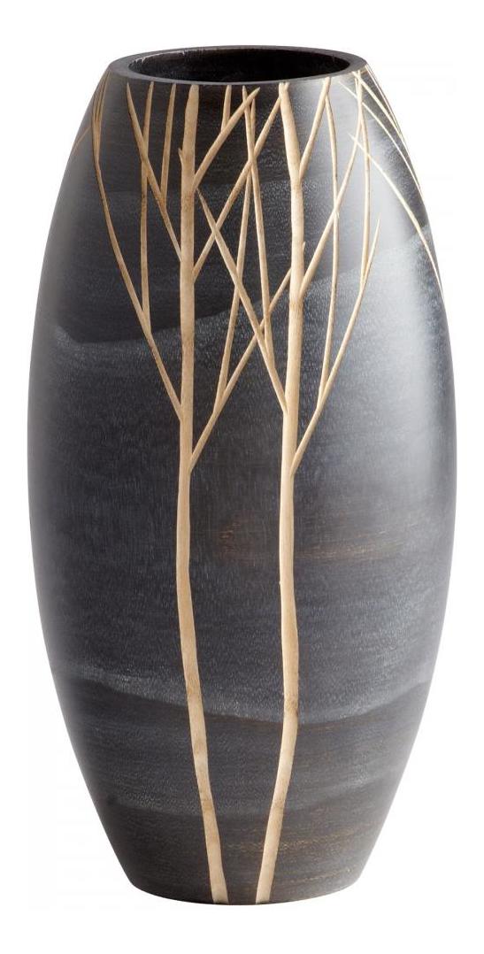 Black  Winter 14 Inch Tall Wood Vase by Cyan Designs