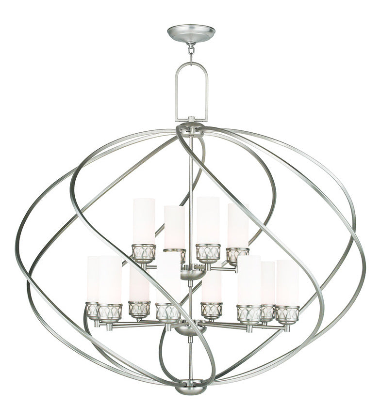 Brushed Nickel  12 Light 2 Tier Chandelier by Livex Lighting
