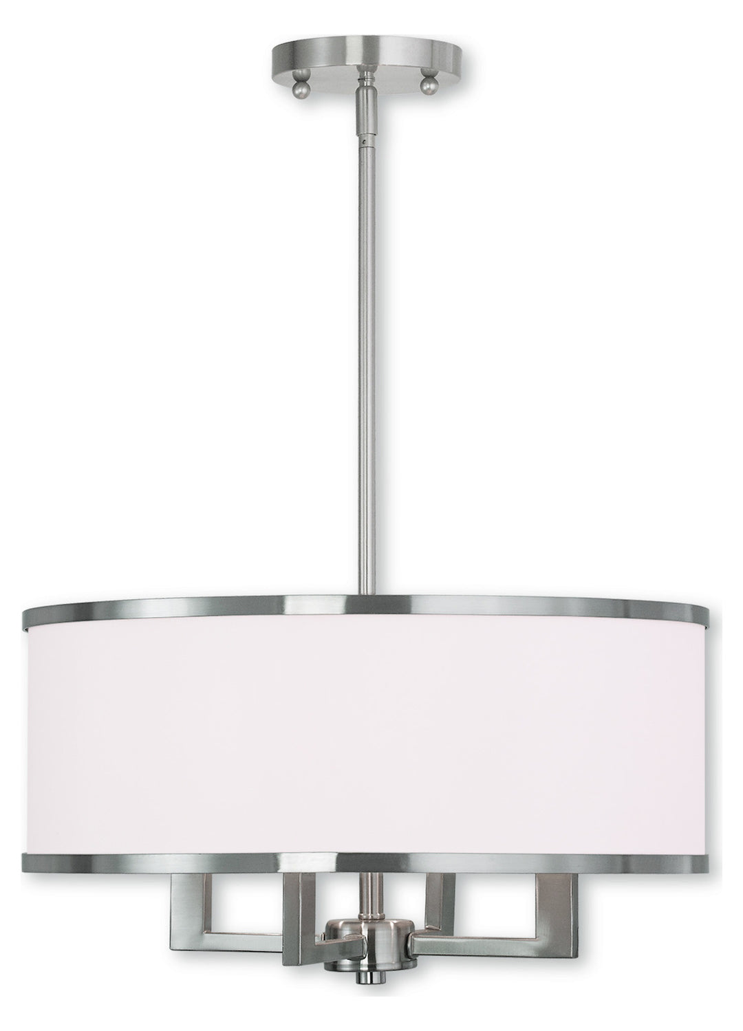 Brushed Nickel  4 Light 1 Tier Drum Chandelier by Livex Lighting