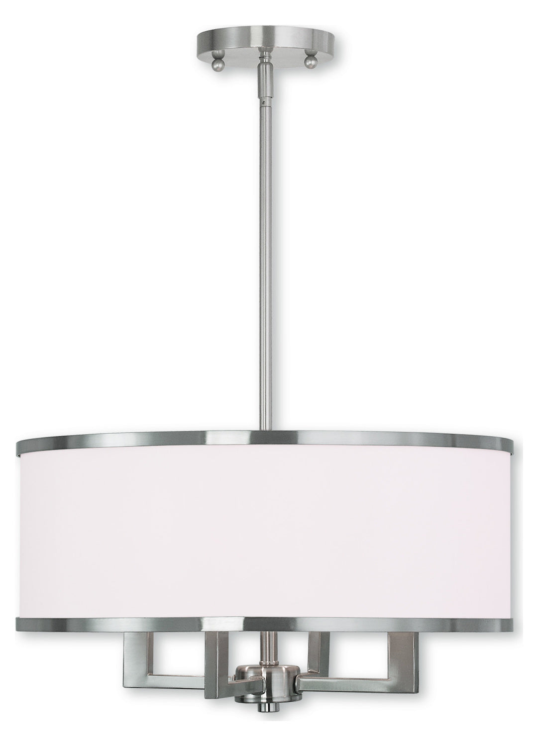 Brushed Nickel  4 Light 1 Tier Drum Chandelier by Livex Lighting