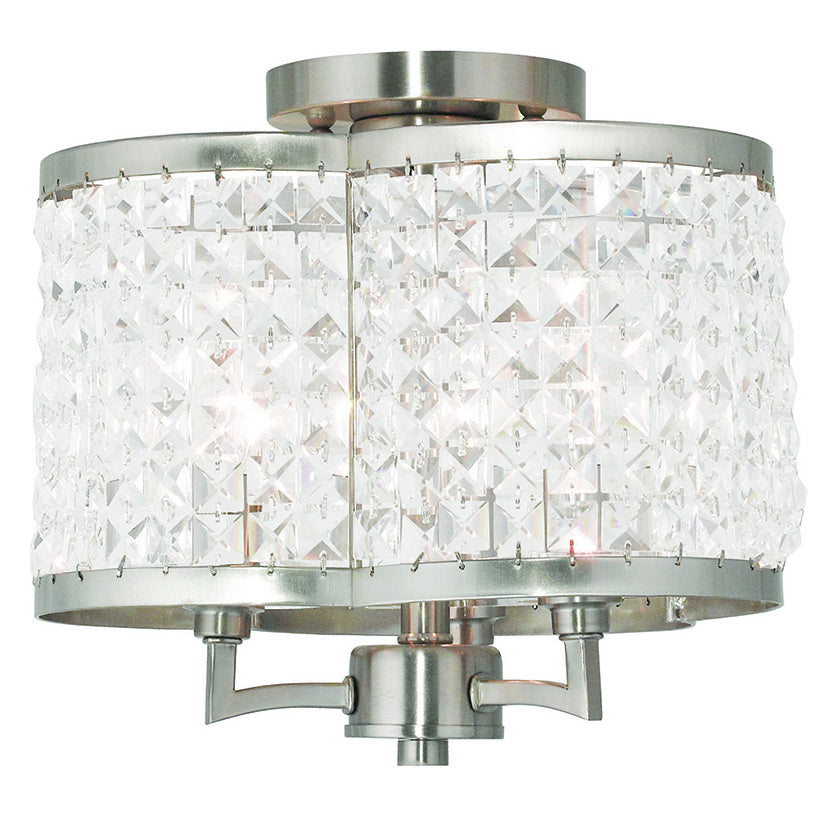 Brushed Nickel  3 Light Flush Mount Ceiling Fixture by Livex Lighting