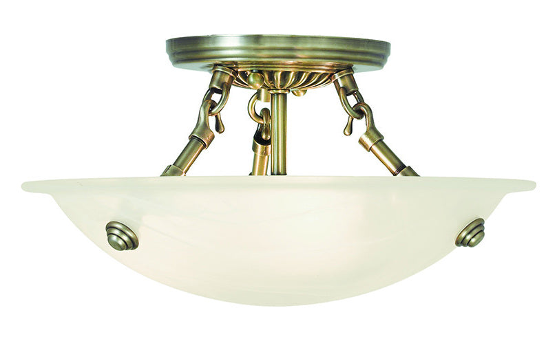 Antique Brass  3 Light Semi-Flush Ceiling Fixture by Livex Lighting