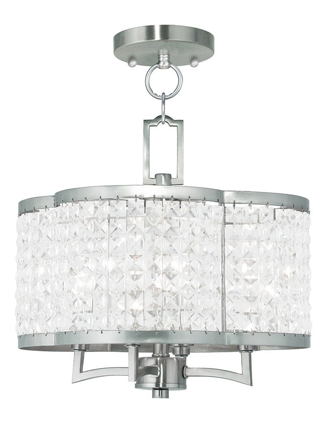 Brushed Nickel  4 Light Semi-Flush Ceiling Fixture by Livex Lighting