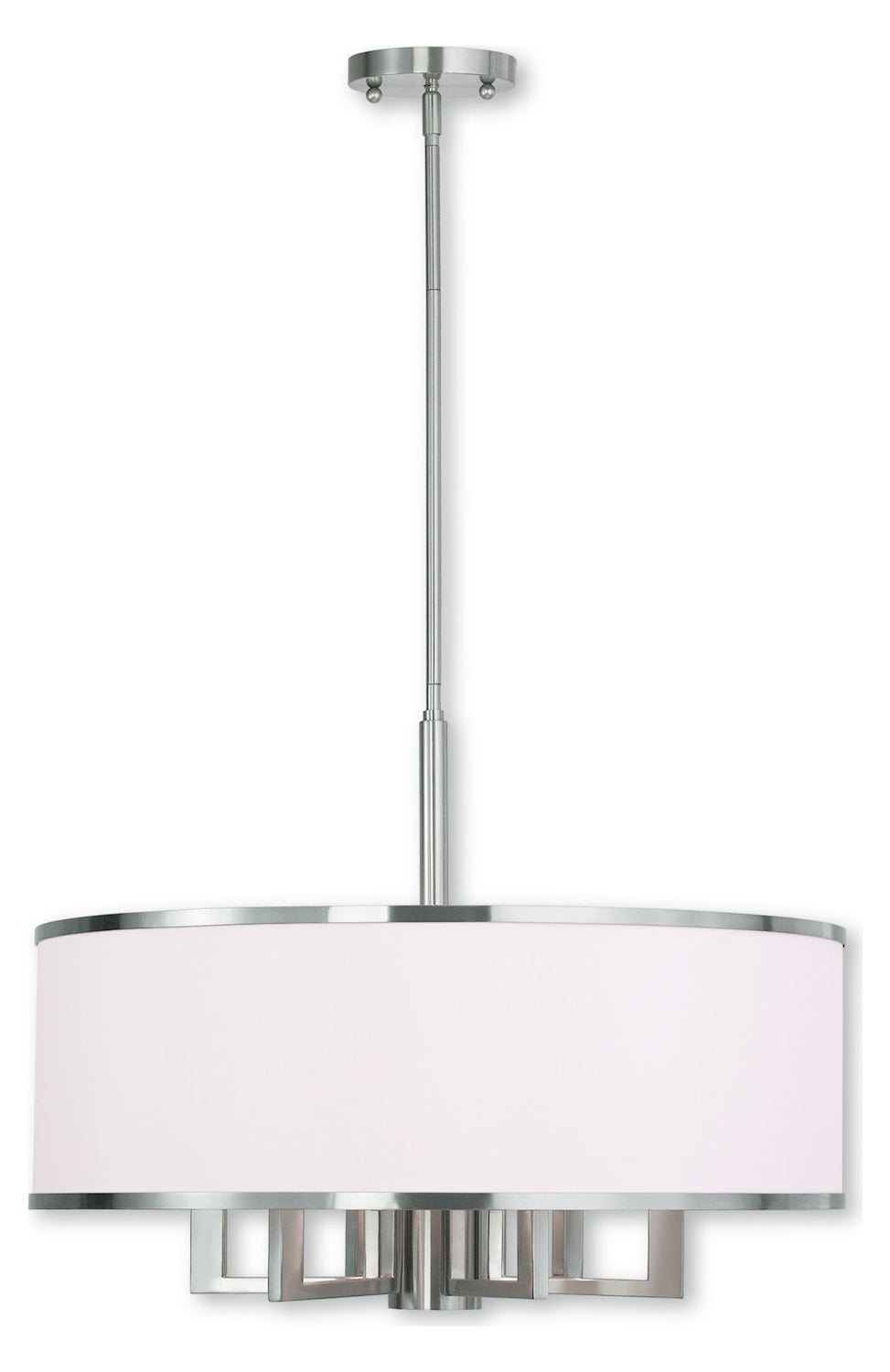 Brushed Nickel  6 Light 1 Tier Drum Chandelier by Livex Lighting