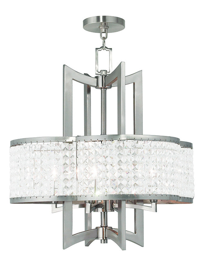 Brushed Nickel  4 Light 1 Tier Crystal Chandelier by Livex Lighting