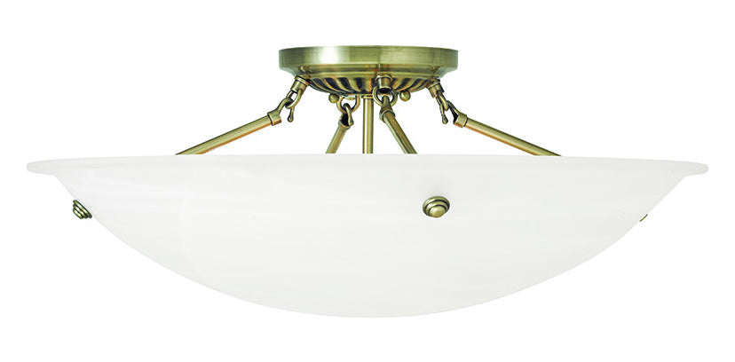 Antique Brass  4 Light Semi-Flush Ceiling Fixture by Livex Lighting